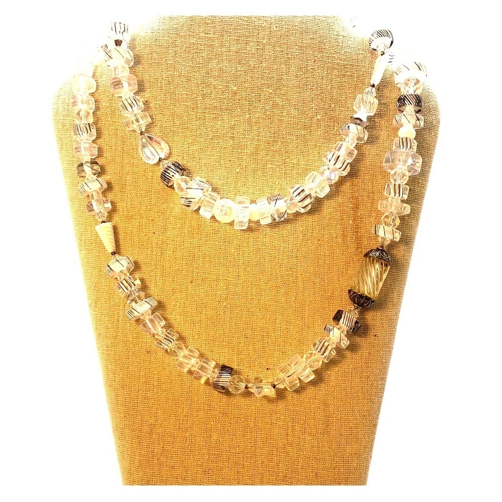 Glass Bead Necklace-Unique Vintage 39”
